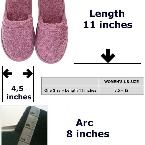 Women's Cotton Spa Slippers Turkish Terry Grey One Size Fits Most - Picture 3 of 3